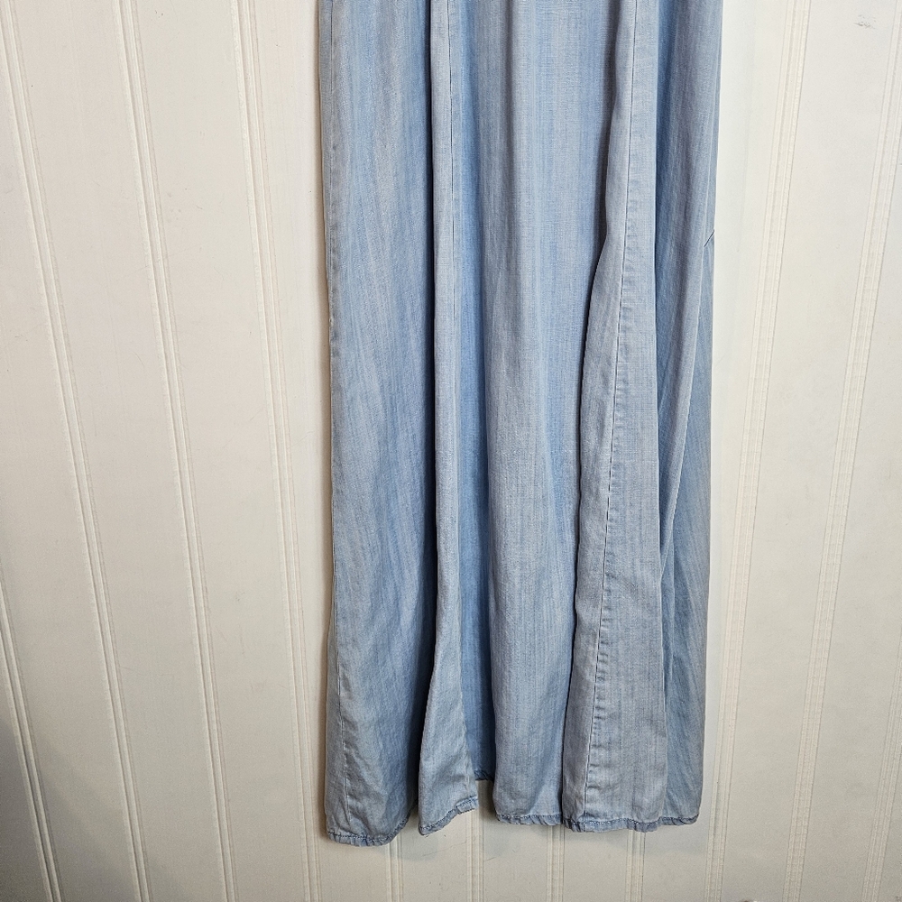 WHBM Blue Chambray Lace-Up Back Maxi Dress Women’s Size 14 Elegant - Picture 10 of 15
